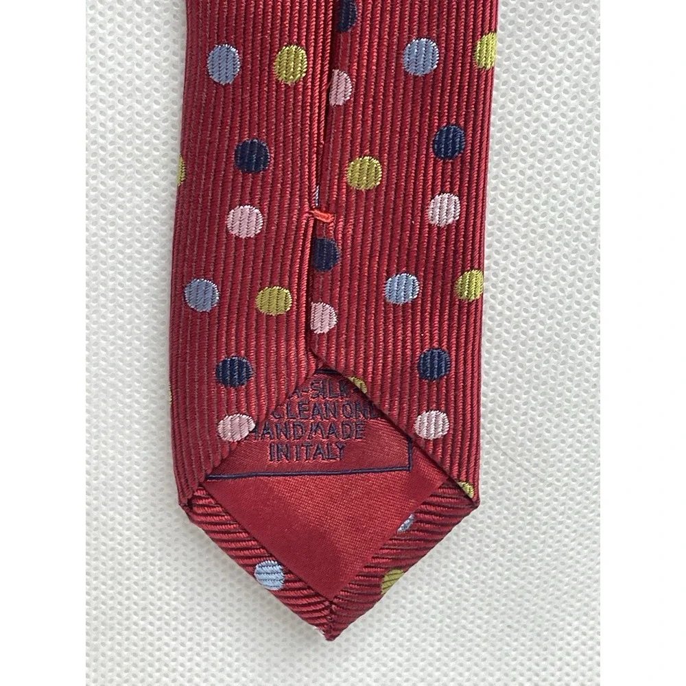 New Vintage Brioni Red Polkadot Tie Classic Repp Silk Handmade in Italy Necktie